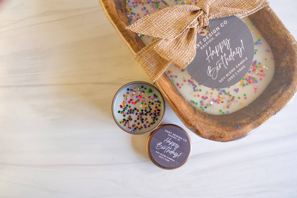 Happy Birthday Gift Candle | Celebration Collection: 3 wick dough bowl