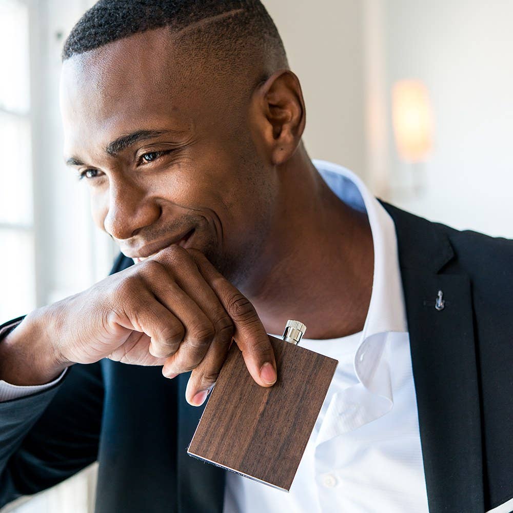 Rustic Wood Wrapped Stainless Steel Flask
