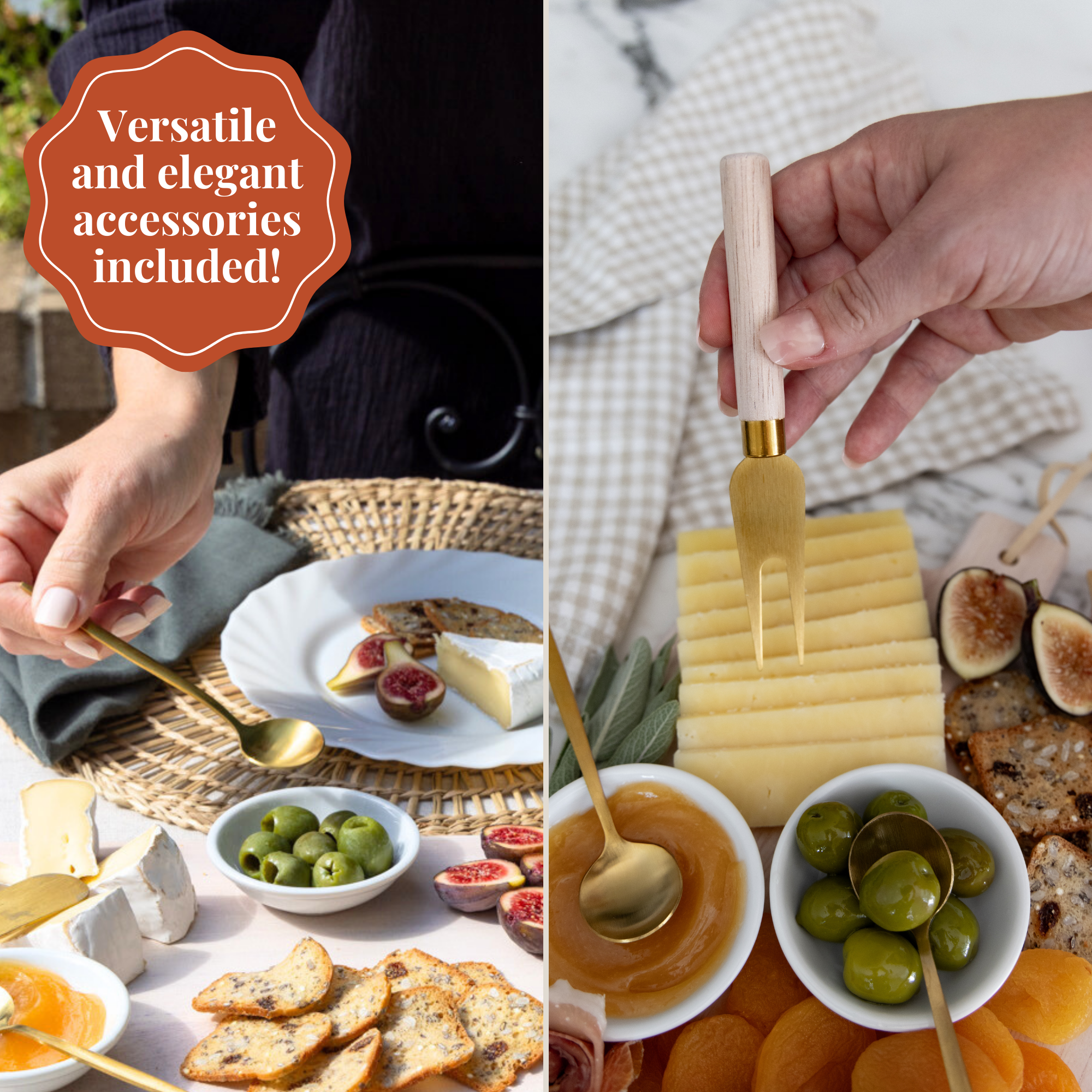 7 Piece Cheese Board Set in White Washed Wood