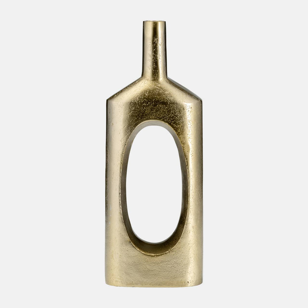 Gold 16 in. Metal Tall Modern Open Cut-Out Vase