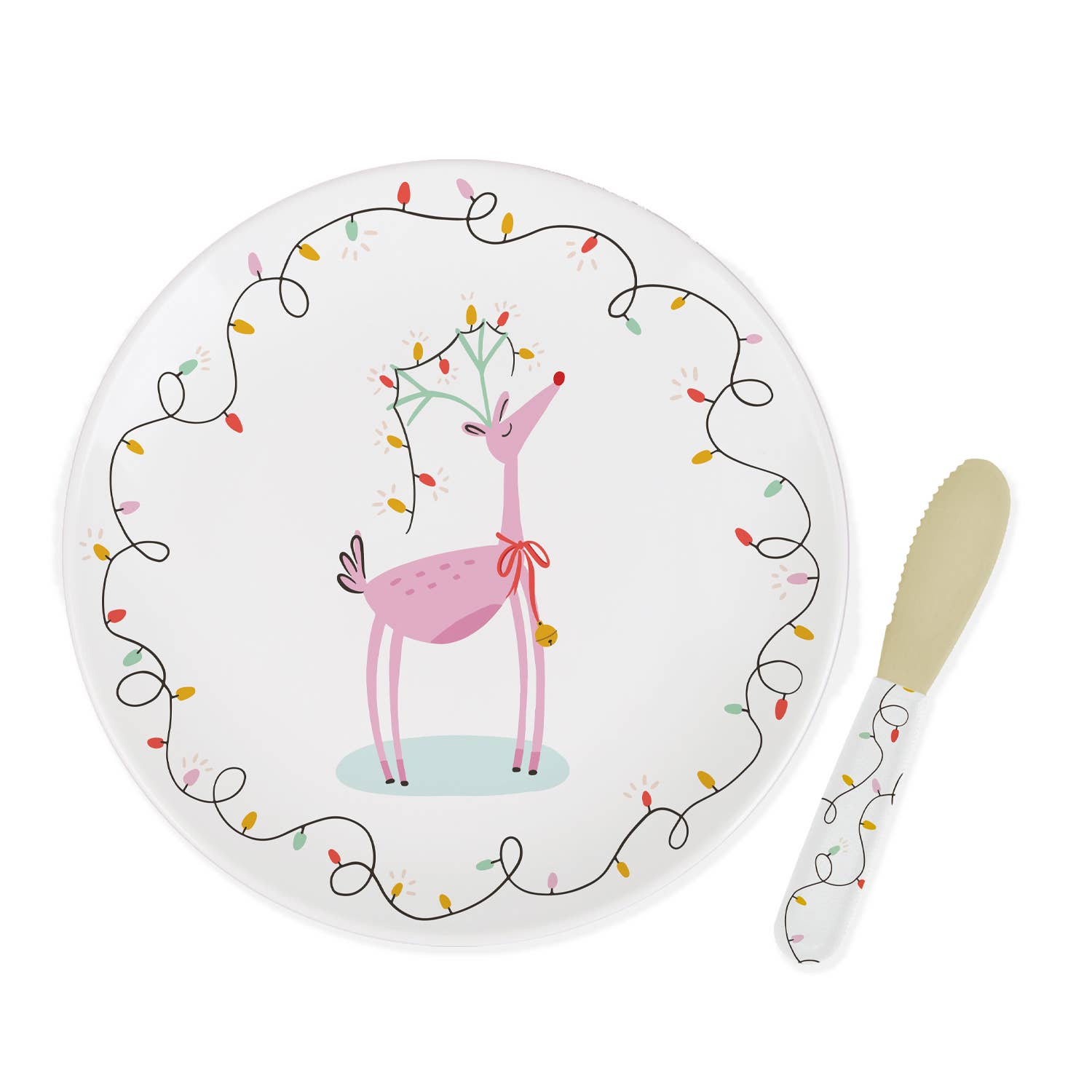 Pink Reindeer Platter with Spreader
