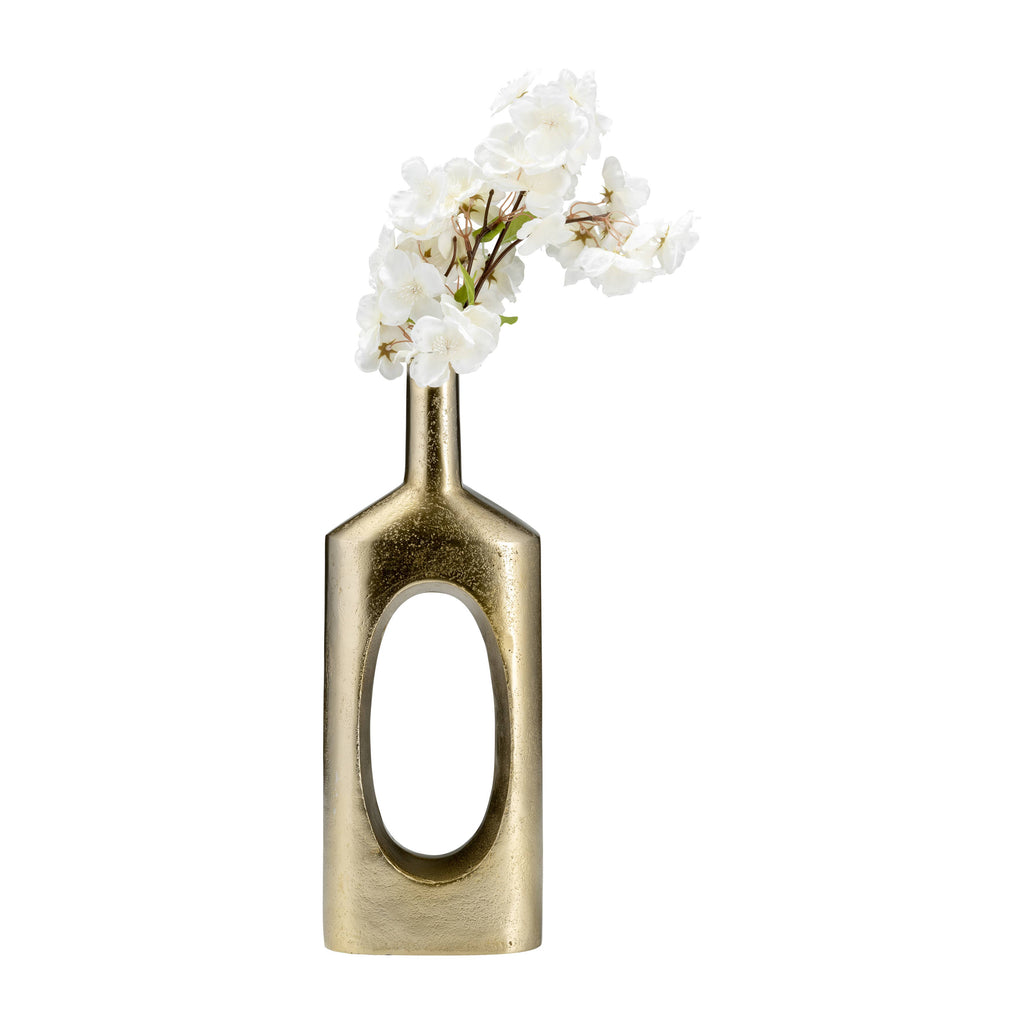 Gold 16 in. Metal Tall Modern Open Cut-Out Vase