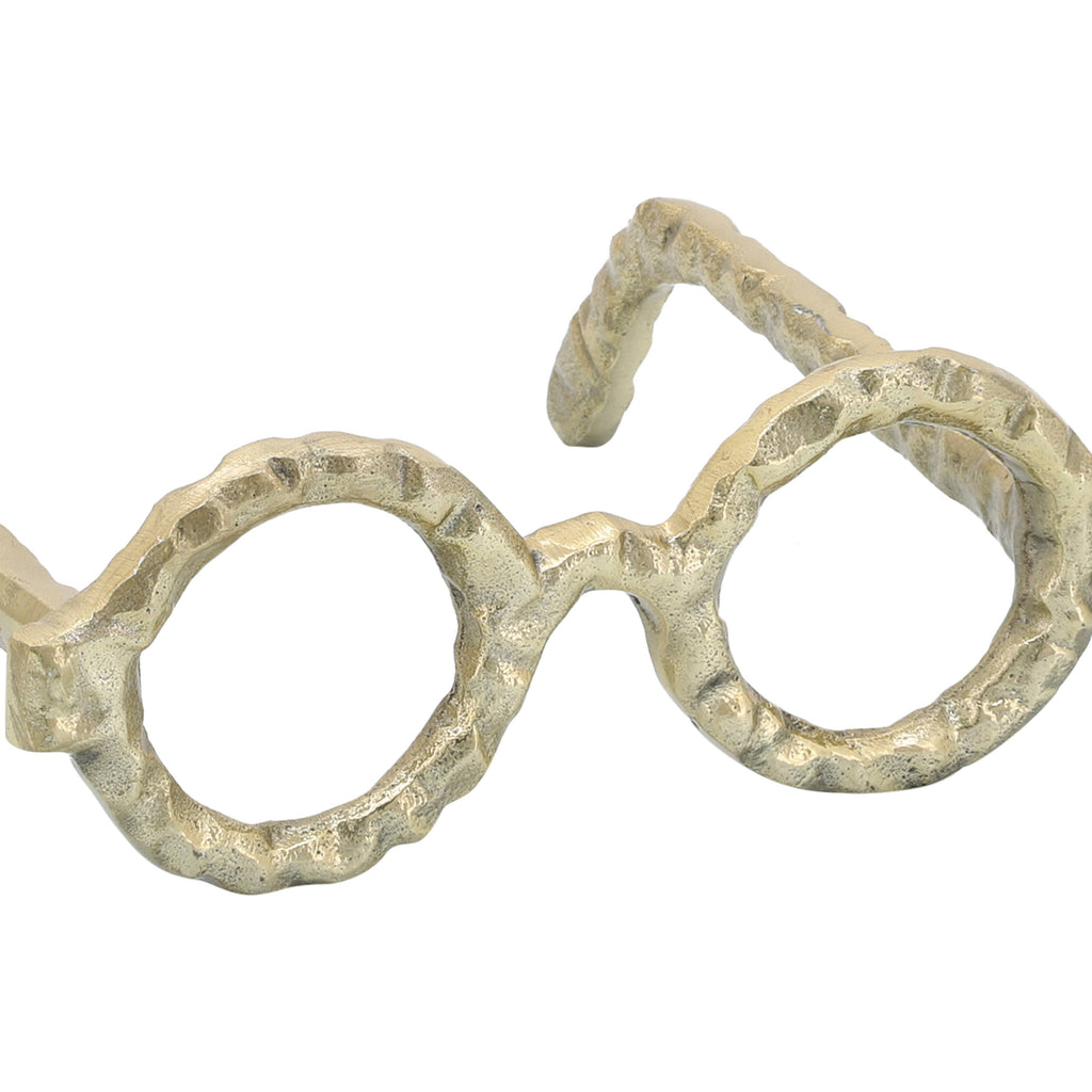 Metal Abstract Eyeglasses Sculpture Home Decor - Gold
