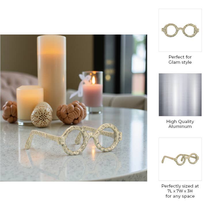 Metal Abstract Eyeglasses Sculpture Home Decor - Gold
