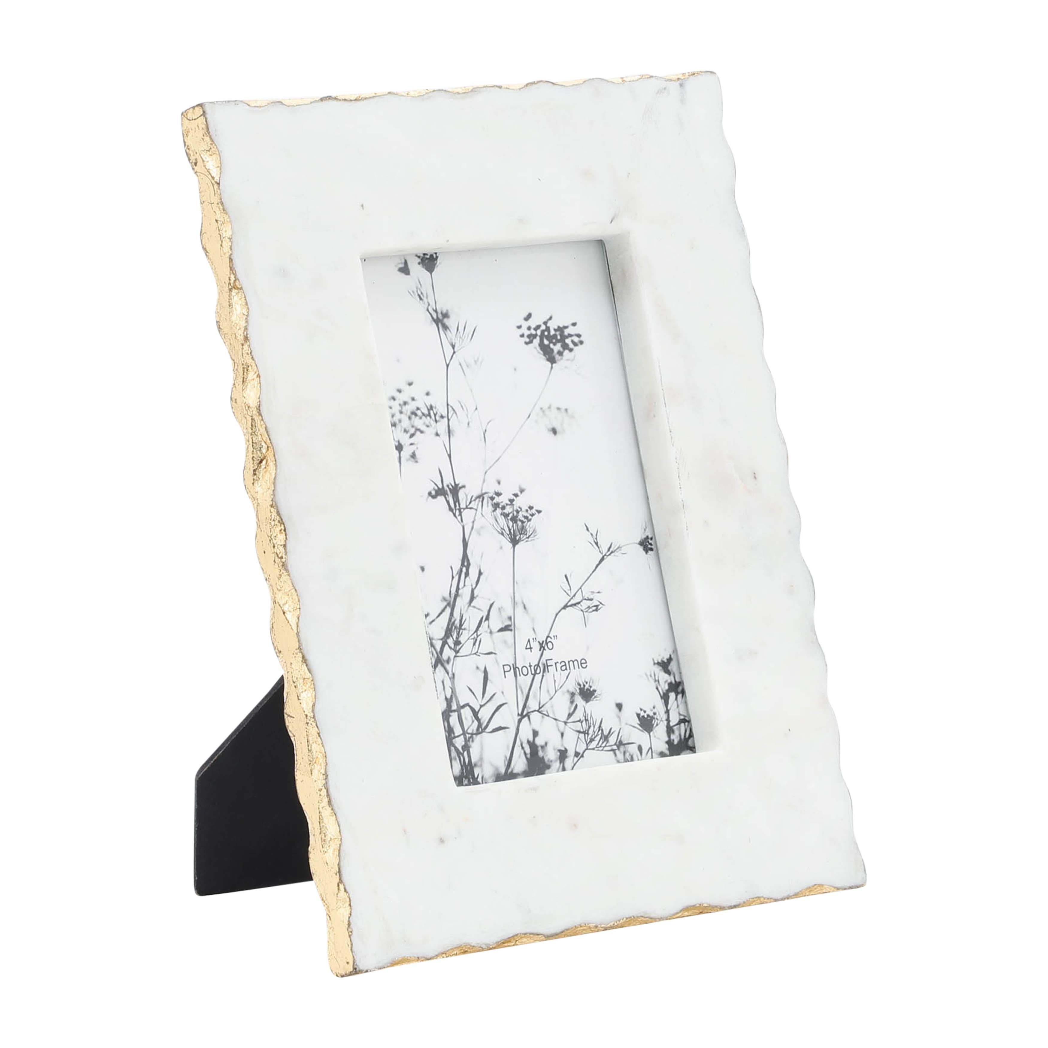 Marble Modern Jagged Edges Photo Frame - White, 4x6 in.