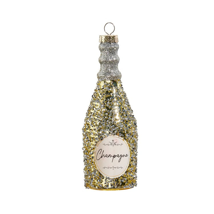 5 Glittered Champagne Bottle Ornament