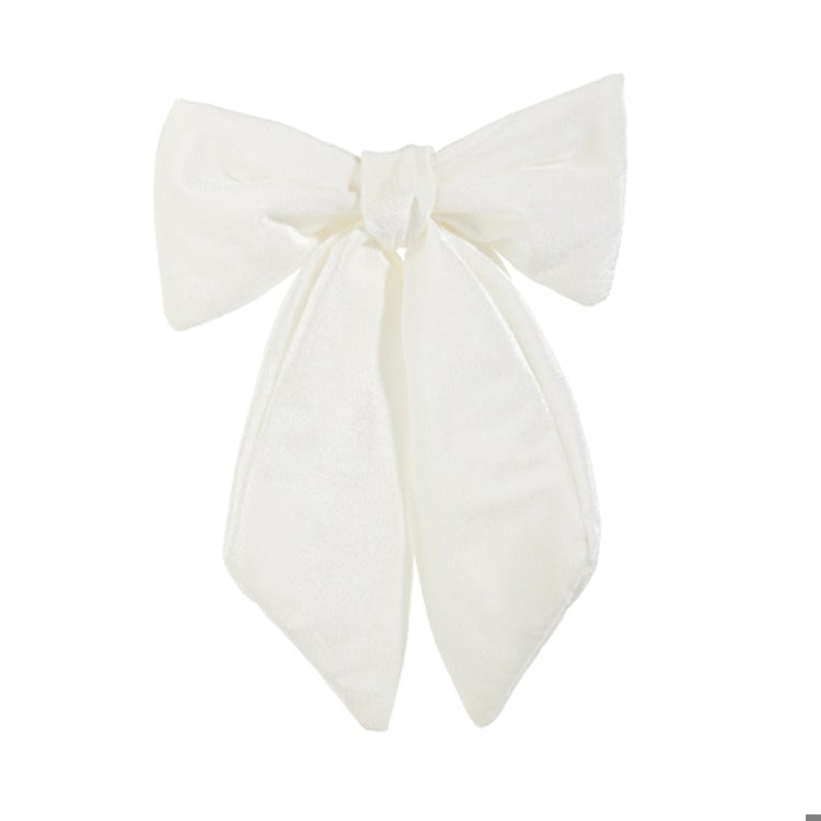 11 Ivory Velvet Bow Clip-On Ornament
